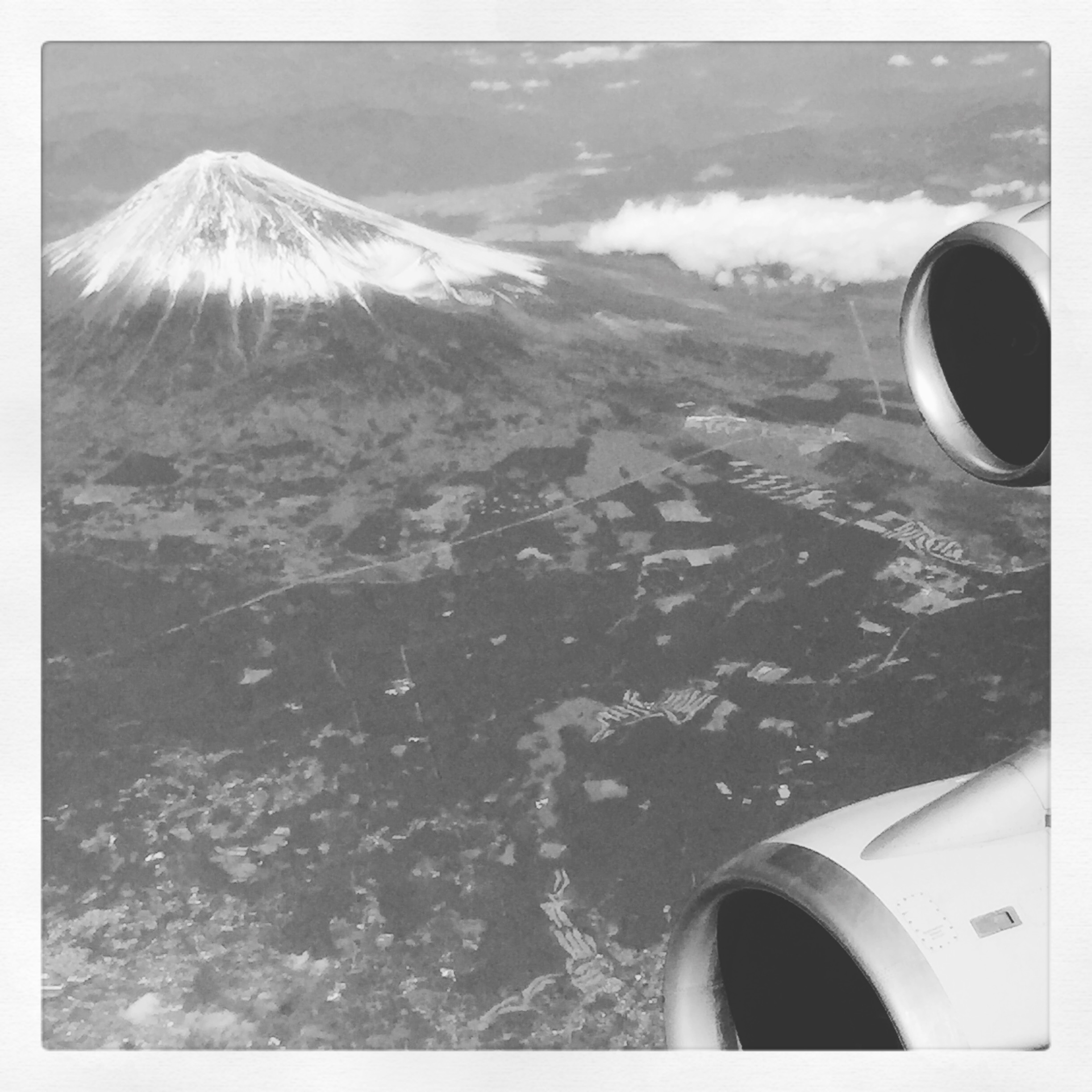 Perfect view to finish off the Tokyo trip: Mt. Fuji and Boeing 747 engines while climbing out of Tokyo-Haneda airport.